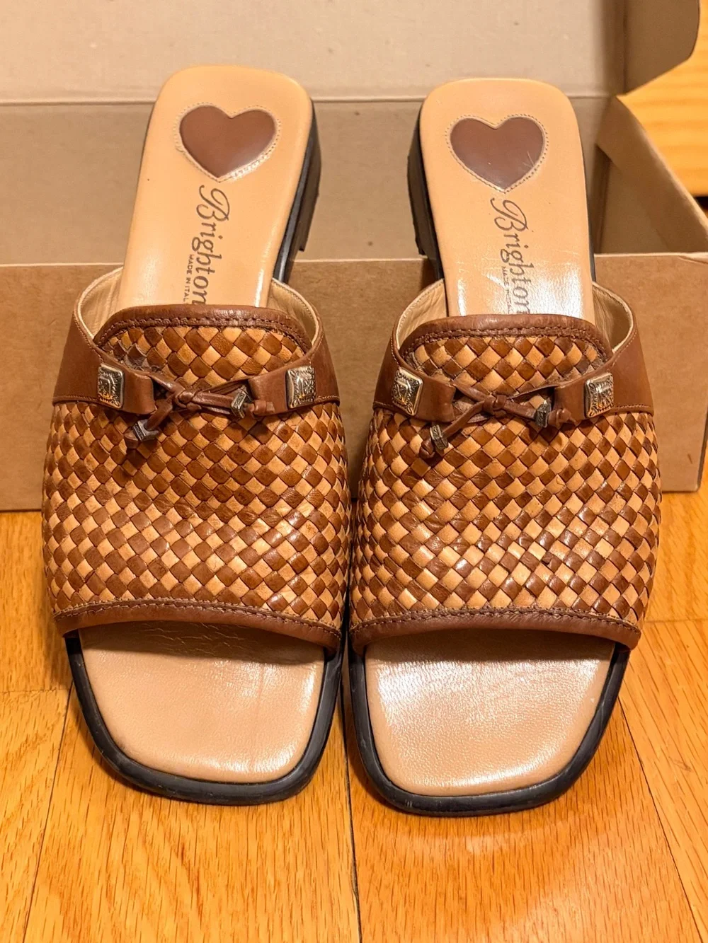 Brighton Brown Woven Leather Sandals - Picture 1 of 8